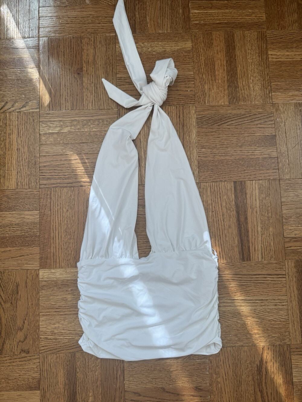 Zara Halter Top White V-Neck Sexy Beach Club Y2K Euro Summer Night Out Bridal
